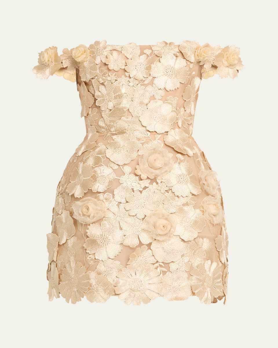 Jasmine Maraya Floral-Embroidered Mini Dress